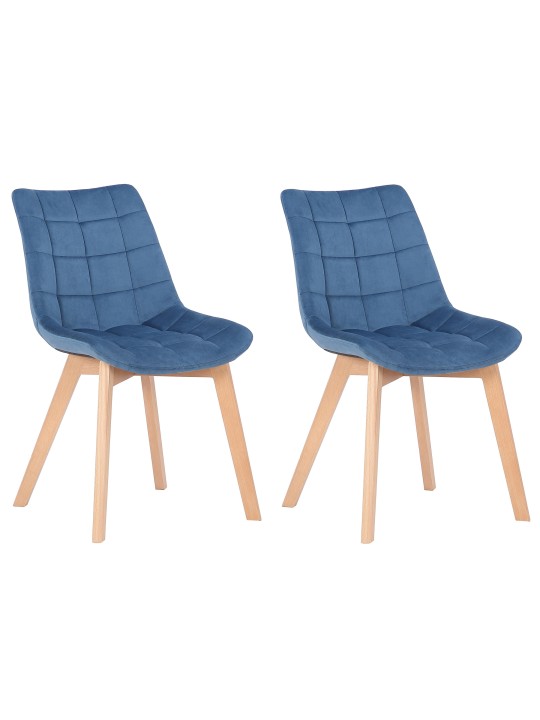 Sæt med 2 spisestuestole Passaic velvet, blå