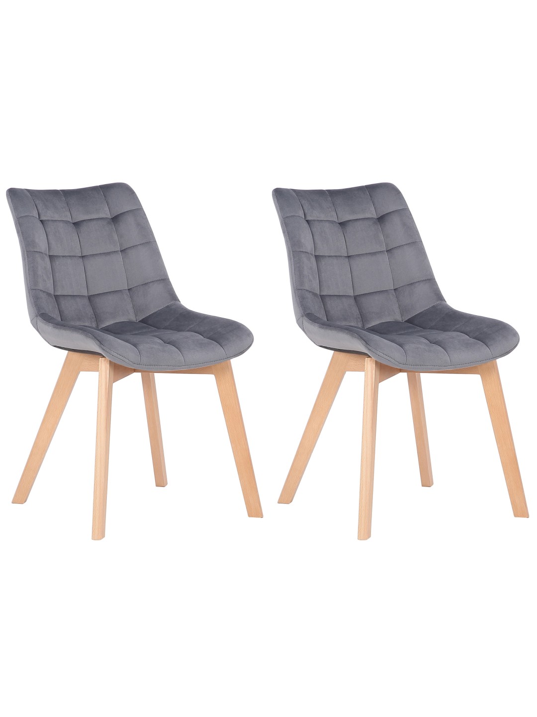 Sæt med 2 spisestuestole Passaic velvet, grå