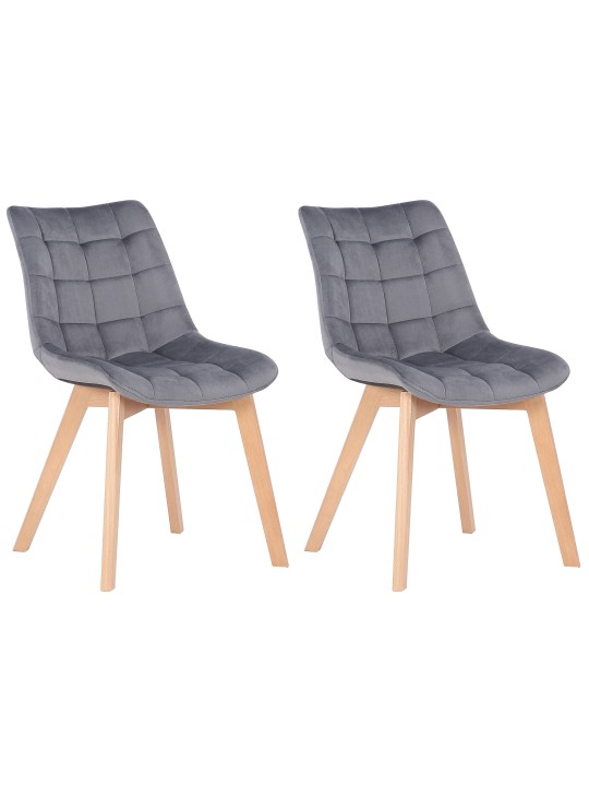 Sæt med 2 spisestuestole Passaic velvet, grå