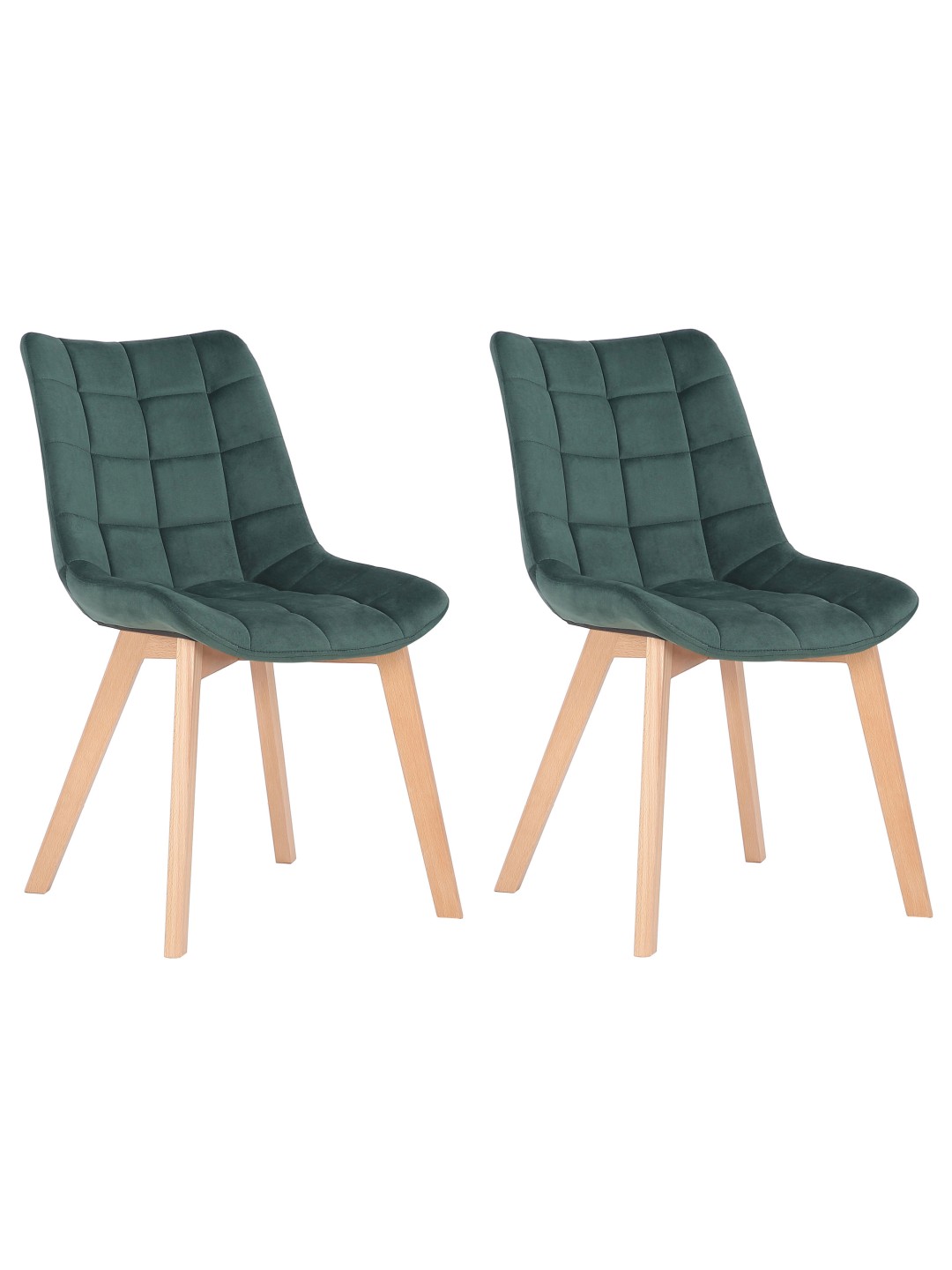 Sæt med 2 spisestuestole Passaic velvet, grøn