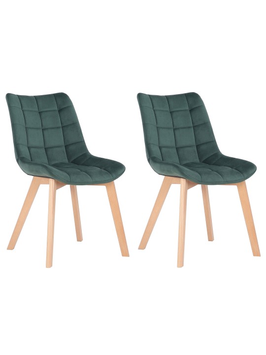 Sæt med 2 spisestuestole Passaic velvet, grøn