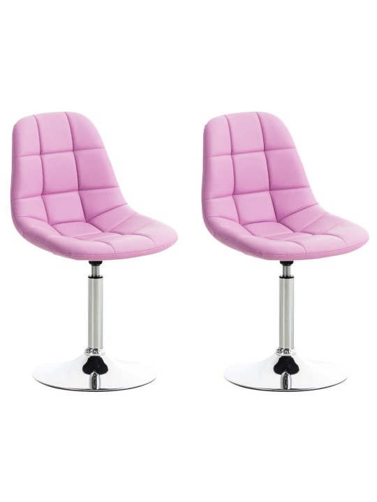 Sæt med 2 stole Emil imiteret læder, pink