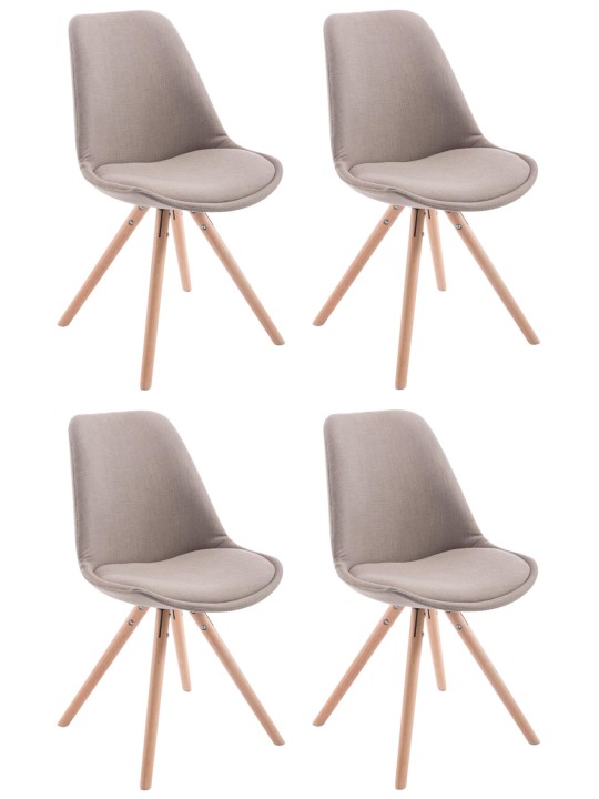Sæt med 4 stole Toulouse stof Natura rund, taupe