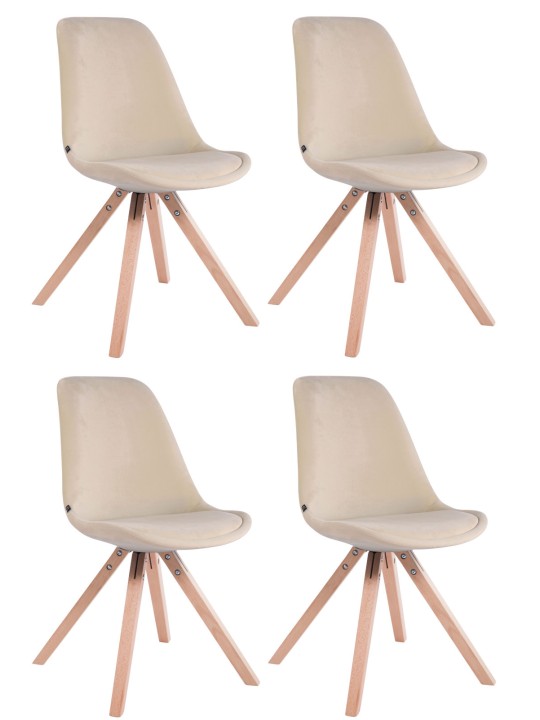 Sæt med 4 stole Toulouse velvet square natura, creme