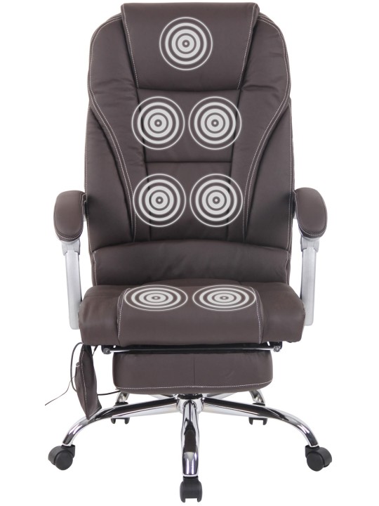 Kontorstol Pacific ægte læder med massagefunktion, brun
