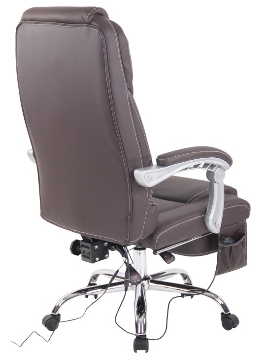 Kontorstol Pacific ægte læder med massagefunktion, brun