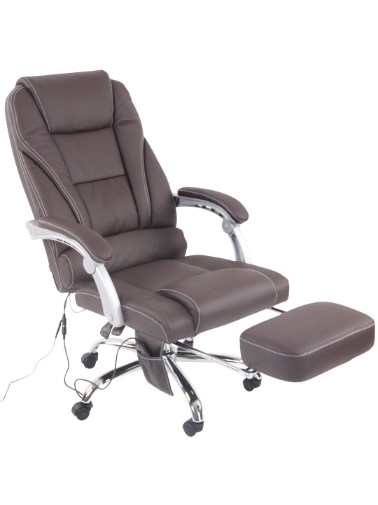 Kontorstol Pacific ægte læder med massagefunktion, brun