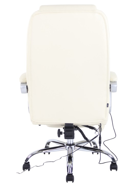 Kontorstol Pacific ægte læder med massagefunktion, creme