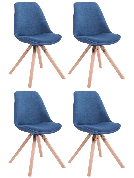 Sæt med 4 besøgsstole Toulouse stof Square Natura, blå
