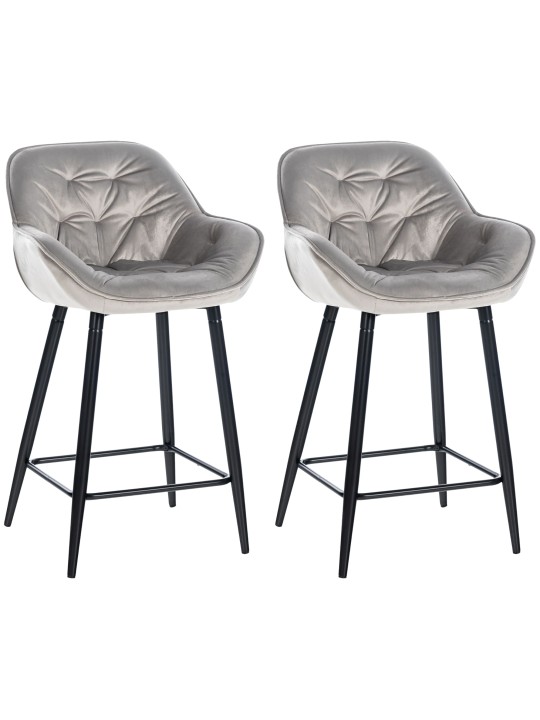 Sæt med 2 barstole Gibson velvet, grå Sæt med 2 barstole Gibson velvet, grå