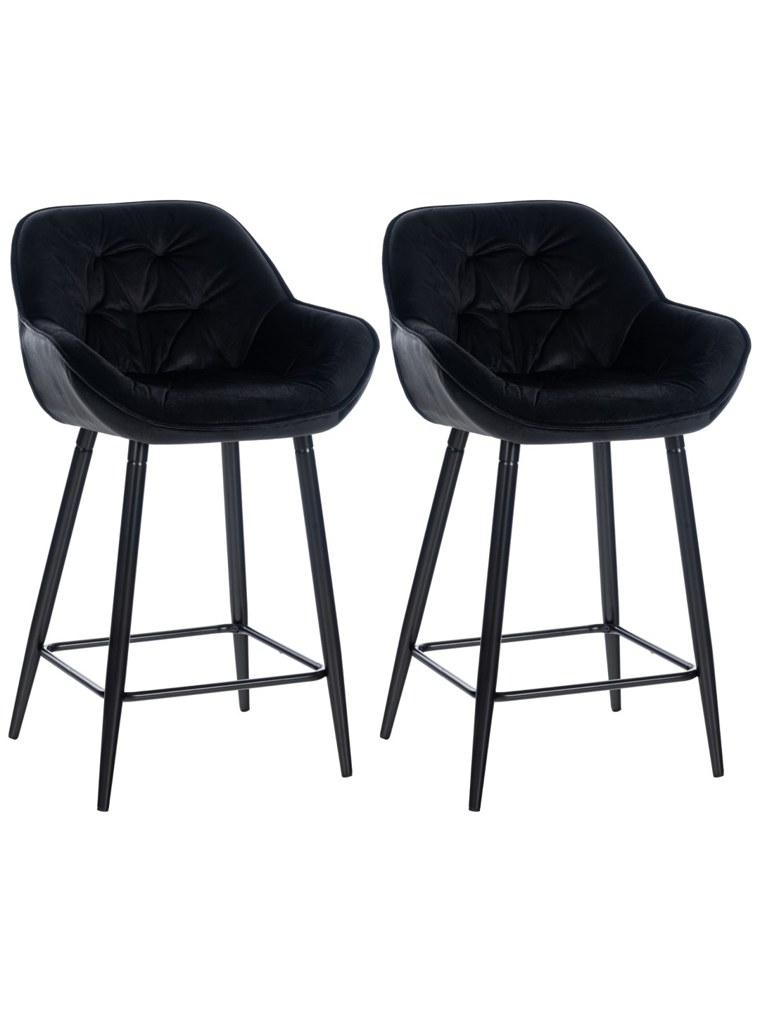 Sæt med 2 barstole Gibson velvet, sort