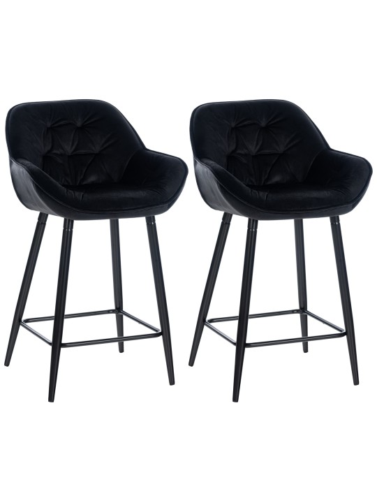 Sæt med 2 barstole Gibson velvet, sort Sæt med 2 barstole Gibson velvet, sort