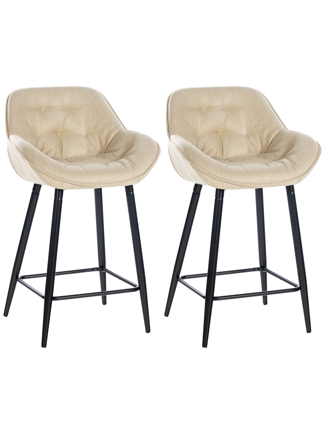 Sæt med 2 barstole Gibson stof, creme