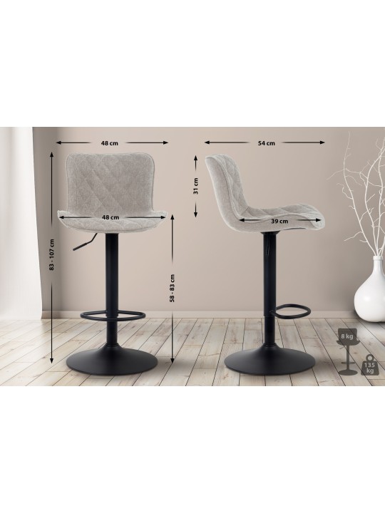 Sæt med 2 barstole Emma stof, taupe Sæt med 2 barstole Emma stof, taupe