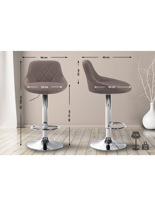 Barstol Lazio stof krom, taupe