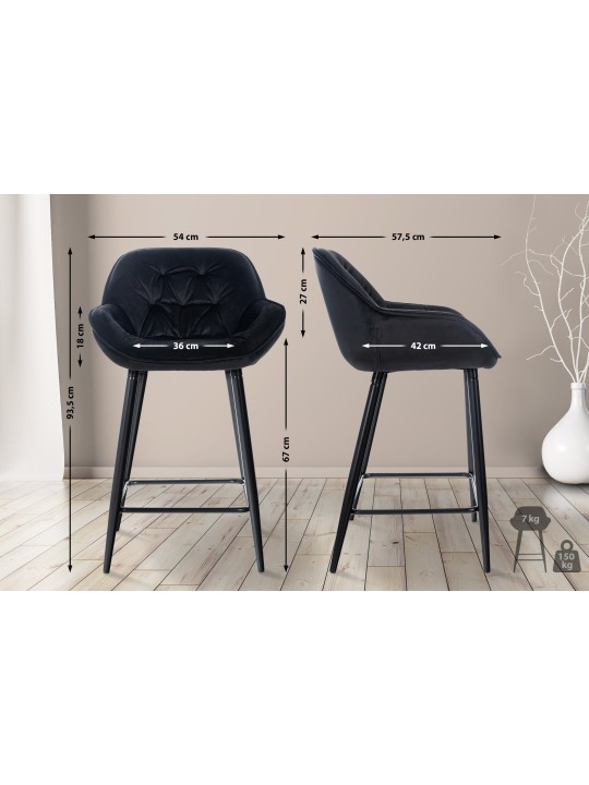 Barstol Gibson velvet, sort Barstol Gibson velvet, sort