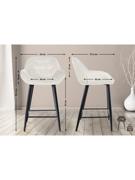 Barstol Gibson velvet, creme