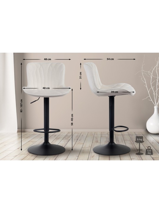 Sæt med 2 barstole Linus velvet, creme