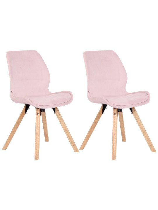 Sæt med 2 stole Luna velvet, pink