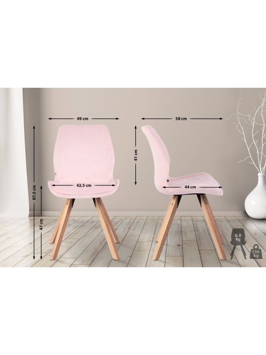 Sæt med 2 stole Luna velvet, pink