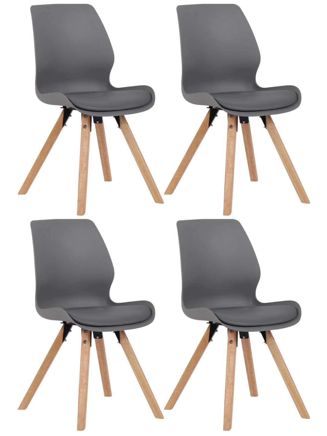 Sæt med 4 stole Luna plastic, grå