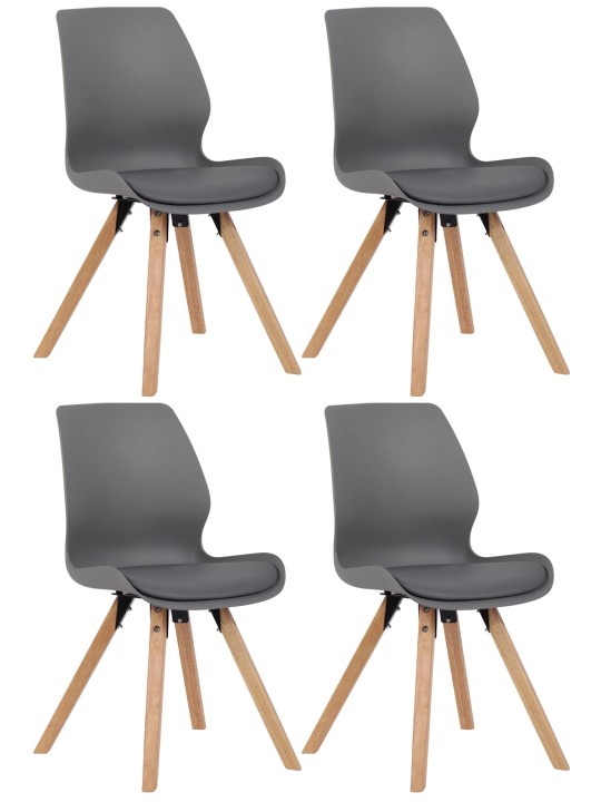 Sæt med 4 stole Luna plastic, grå Sæt med 4 stole Luna plastic, grå