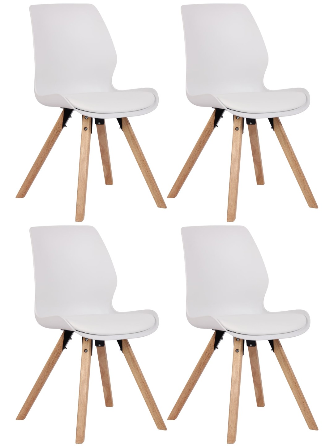 Sæt med 4 stole Luna plastic, hvid