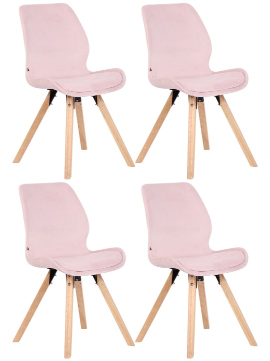 Sæt med 4 stole Luna velvet, pink
