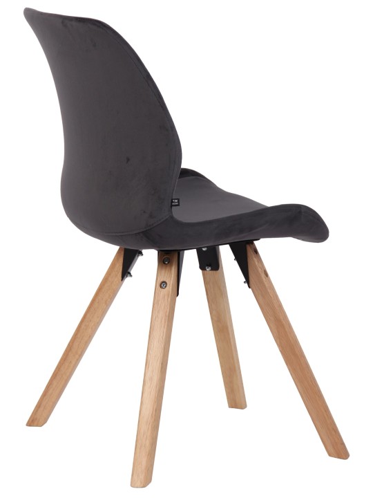 Sæt med 4 stole Luna velvet, mørkegrå