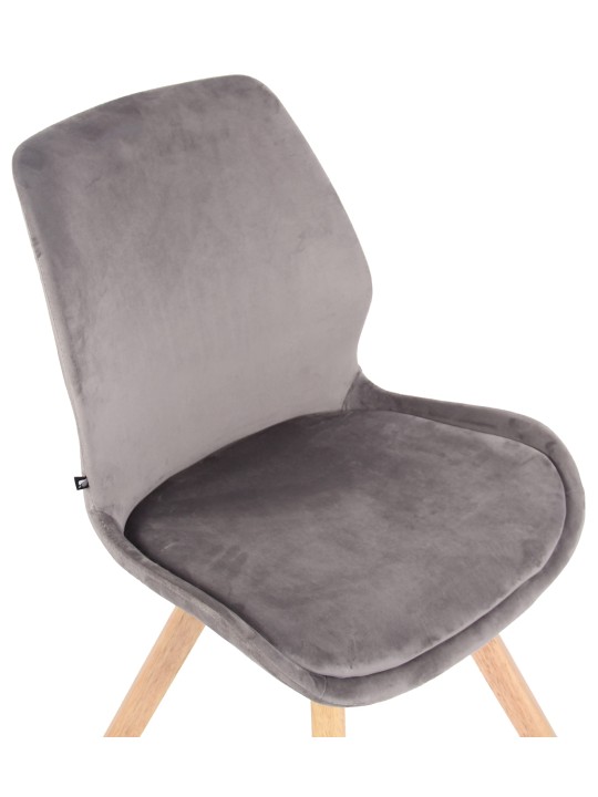 Sæt med 4 stole Luna velvet, grå