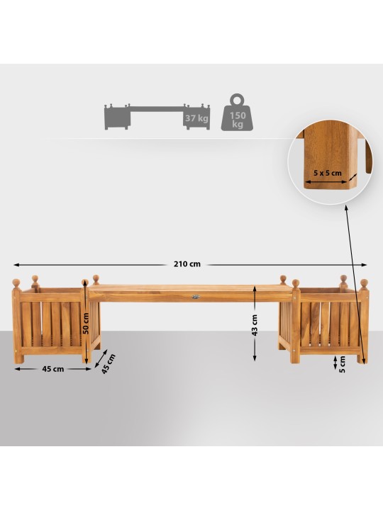 Teak bænk Boston, teak