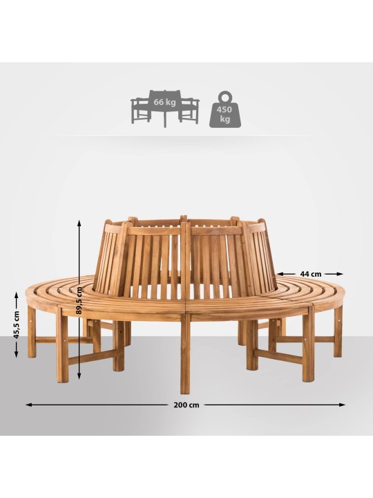 Træbænk Novum omkring 200 cm, teak