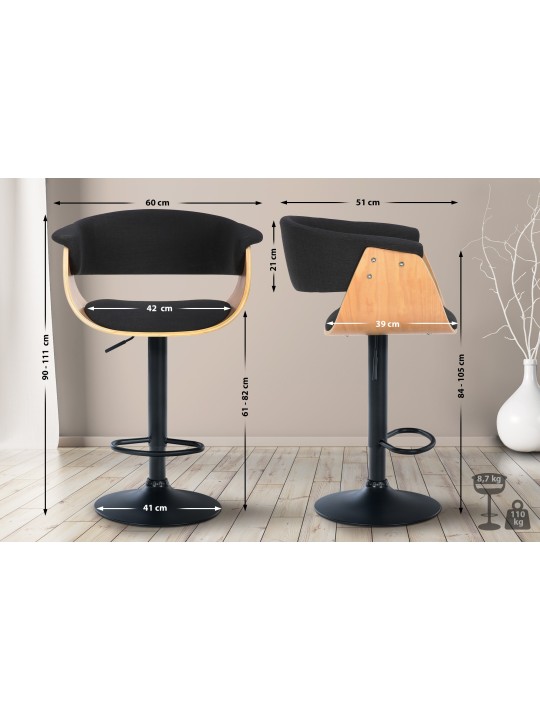 Barstol Vestal stof, natur/sort Barstol Vestal stof, natur/sort