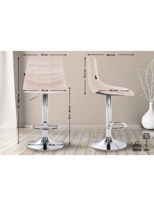 Barstol Jerry Velvet Chrome, beige