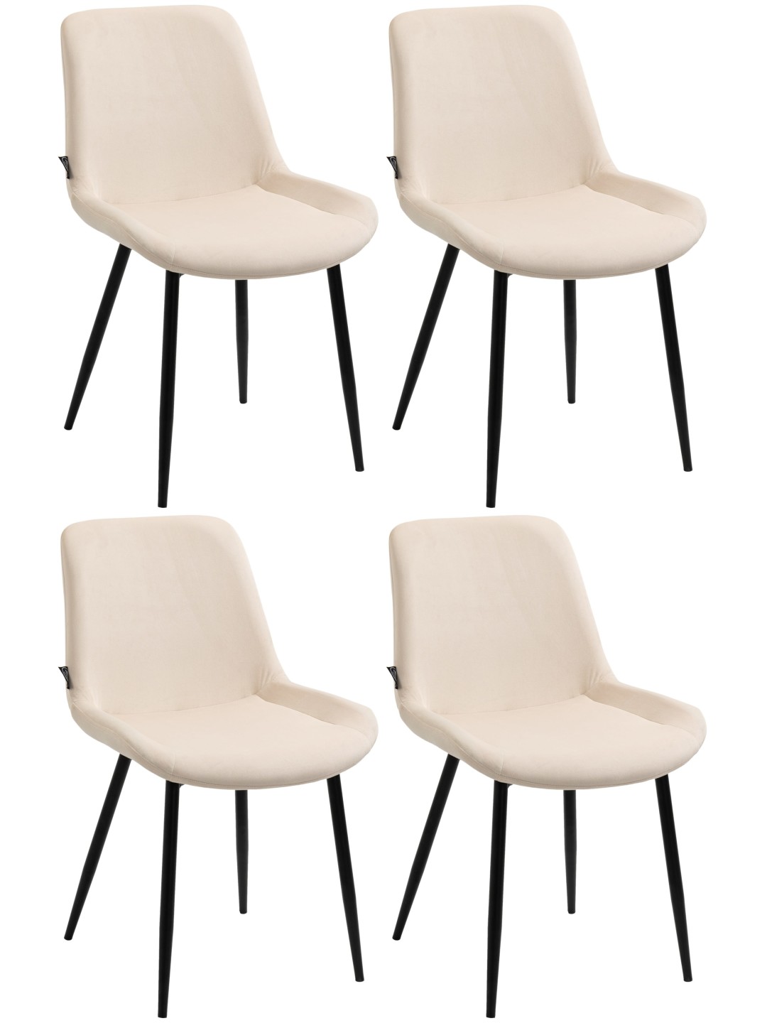 Sæt med 4 spisestuestole Victoria velvet, creme