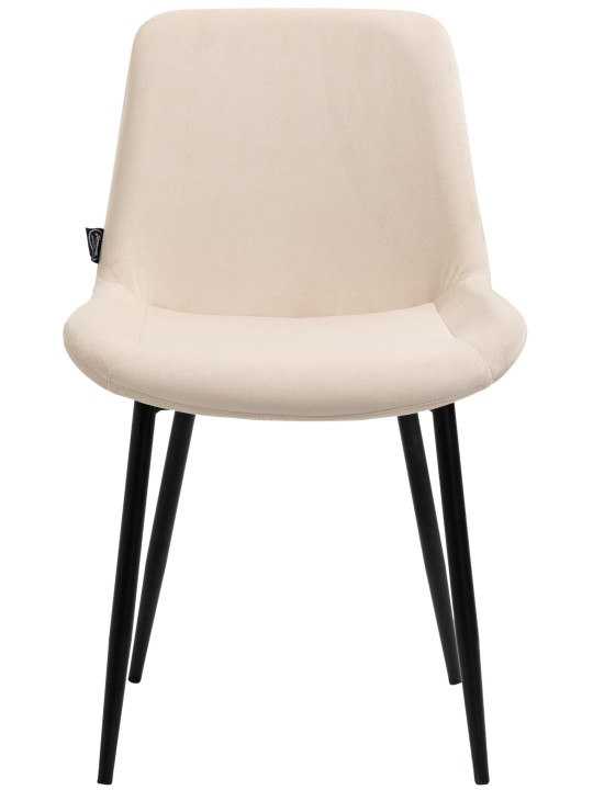Sæt med 4 spisestuestole Victoria velvet, creme