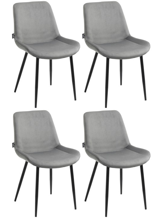 Sæt med 4 spisestuestole Victoria velvet, grå