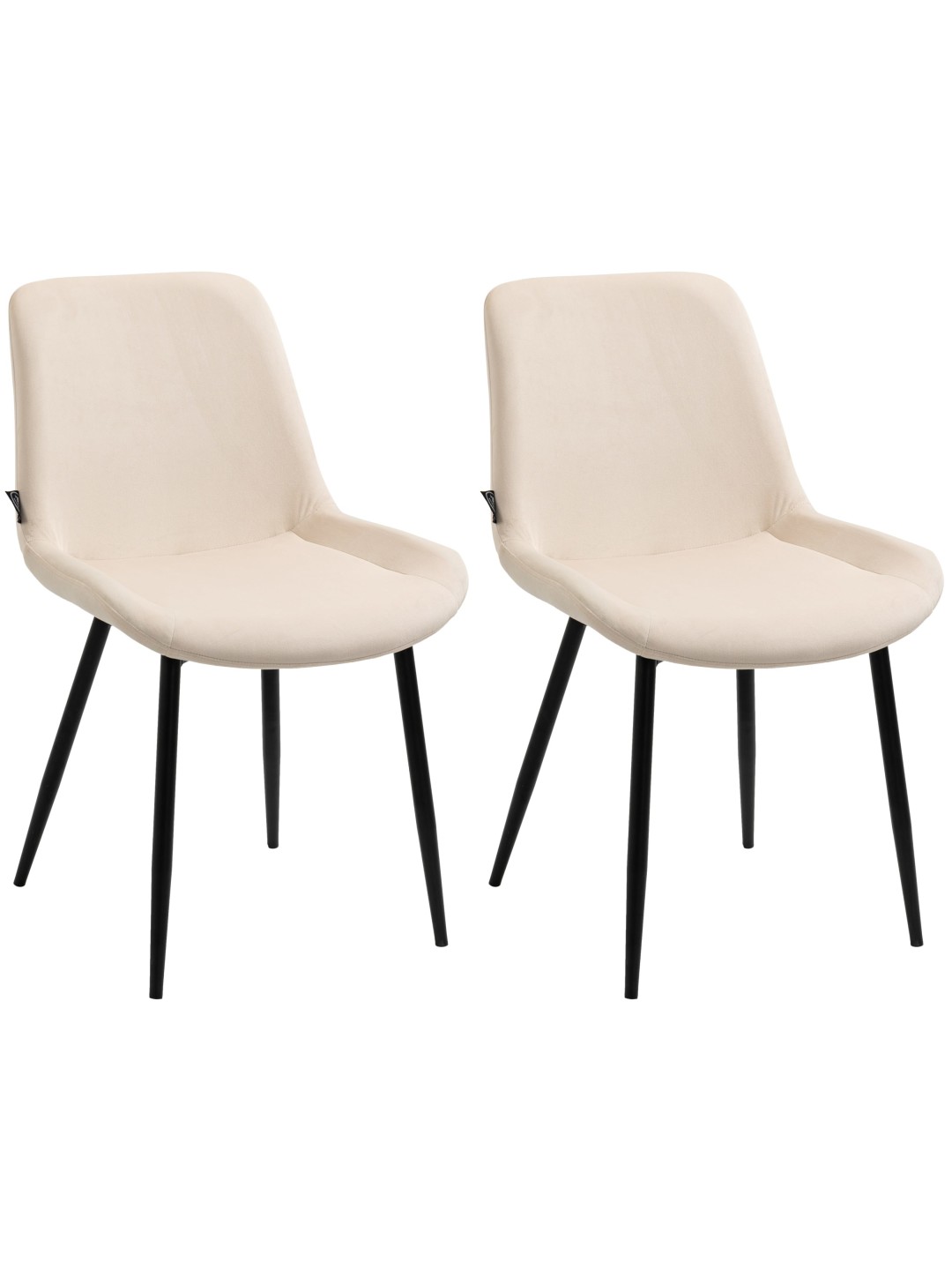 Sæt med 2 spisestuestole Victoria velvet, creme