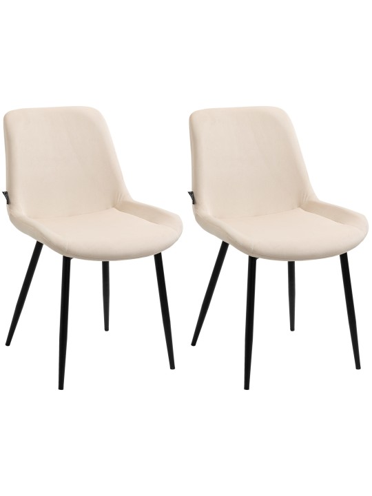 Sæt med 2 spisestuestole Victoria velvet, creme