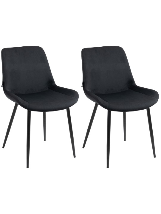 Sæt med 2 spisestuestole Victoria velvet, sort