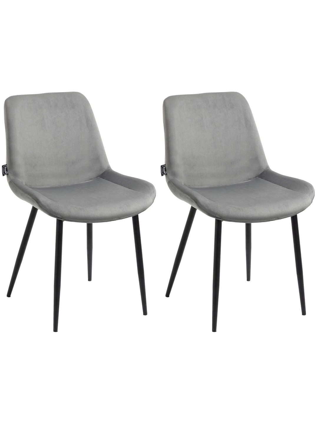 Sæt med 2 spisestuestole Victoria velvet, grå