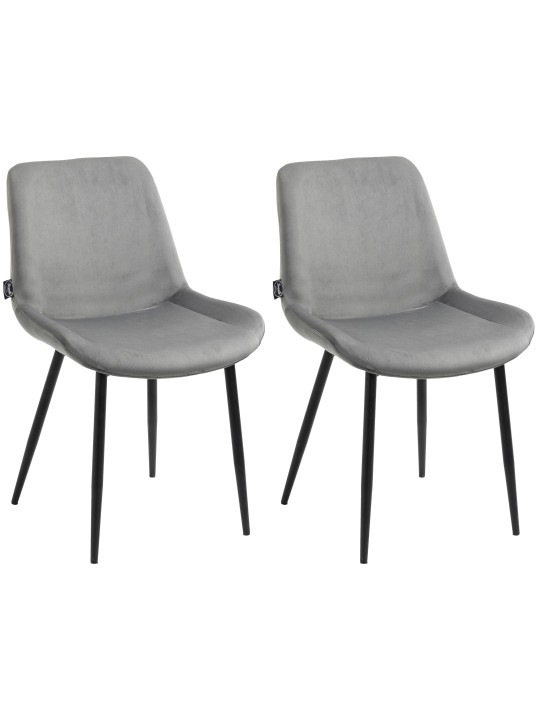 Sæt med 2 spisestuestole Victoria velvet, grå