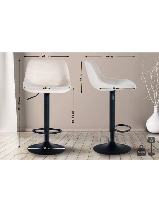 Barstol Loft fløjl, creme