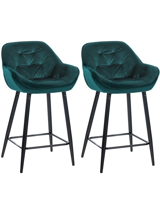 Sæt med 2 barstole Gibson 76 velvet, mørkegrøn Sæt med 2 barstole Gibson 76 velvet, mørkegrøn