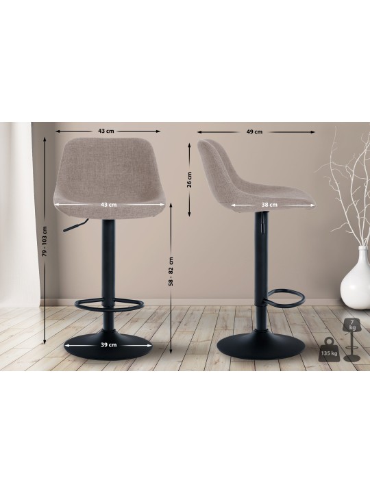 Sæt med 2 barstole loftsstof, taupe