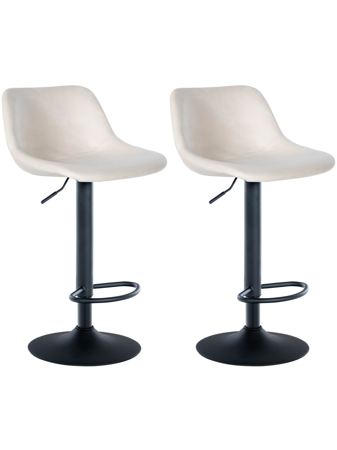 Sæt med 2 barstole loft fløjl, creme