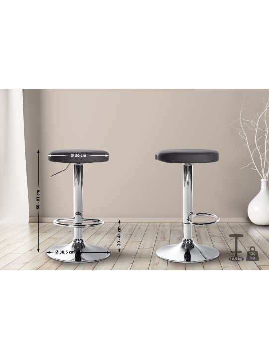 Barstol Ponte imiteret læder krom, sort
