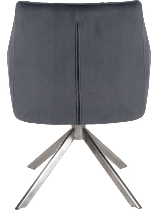 Spisestuestol Swing velour rustfrit stål, mørkegrå