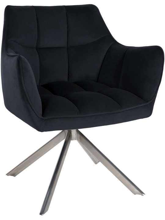 Spisestuestol Swing velour rustfrit stål, sort