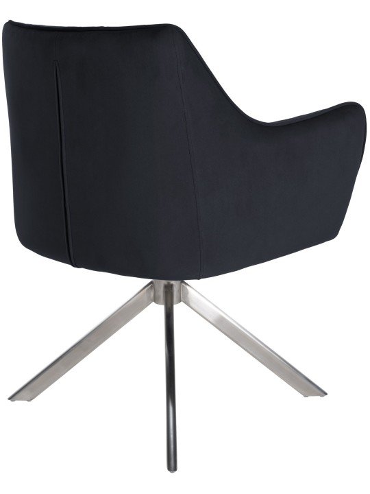 Spisestuestol Swing velour rustfrit stål, sort